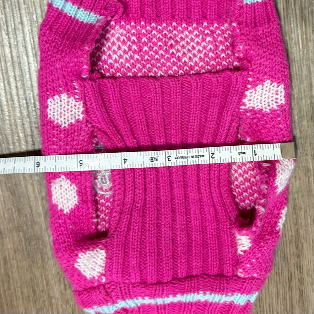 Pink Polka Dot “Sweet” Dog Sweater – XXS – Knit Pet Sweater with Sequin Heart - Picture 5 of 5